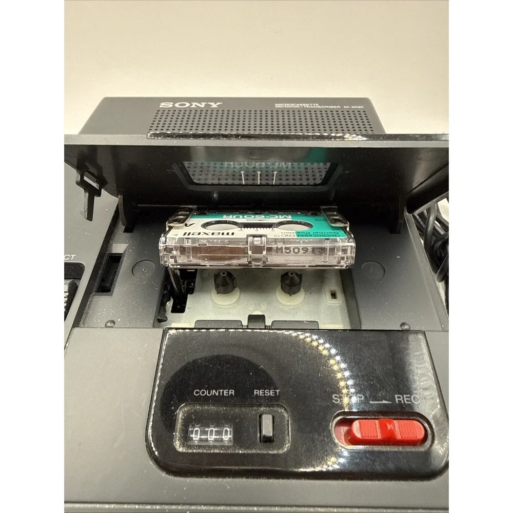 Sony M-2020 Microcassette Transcriber FS-80 Pedal & AC Adapter *PARTS AS IS